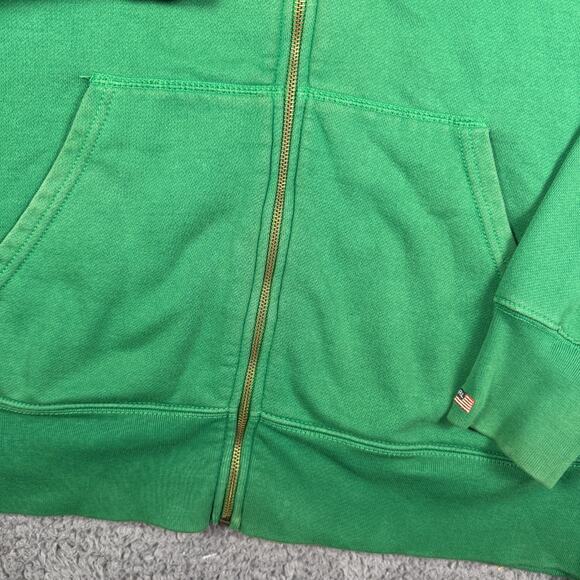 Vintage Polo Jeans Ralph Lauren Full Zip Hoodie Mens L Faded Green Boxy Y2K - Picture 3 of 10